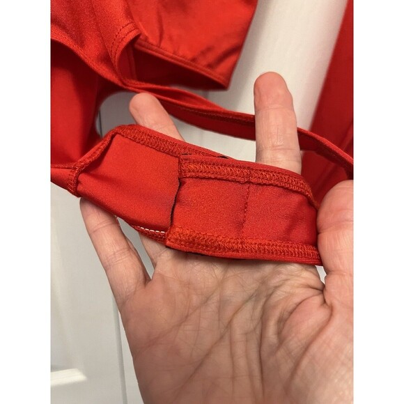 RE/DONE X danskin size small red long sleeve snap bodysuit NEW - Picture 3 of 5